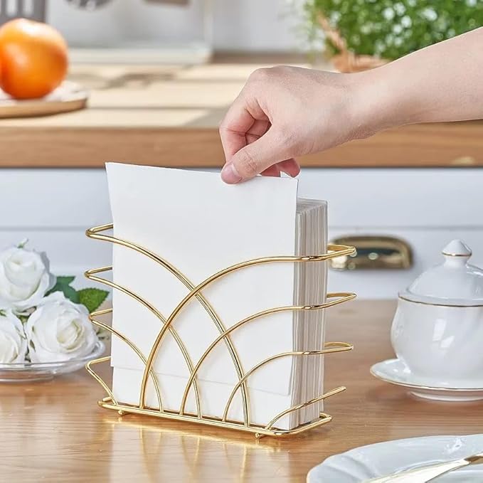 CentraLit Modern Napkin Holder for Dining Table and Kitchen - Tissue Paper Stand for Home Décor, Restaurant, Dispenser Organizer (Gold)
