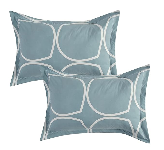 THE HOME STYLE Supersoft Cotton Feel Glace Cotton King Size Printed Flat Double Bedsheet wih 2 Pillow Cover II 400 TC, 90"x100" Inch (King, Cadet Grey)