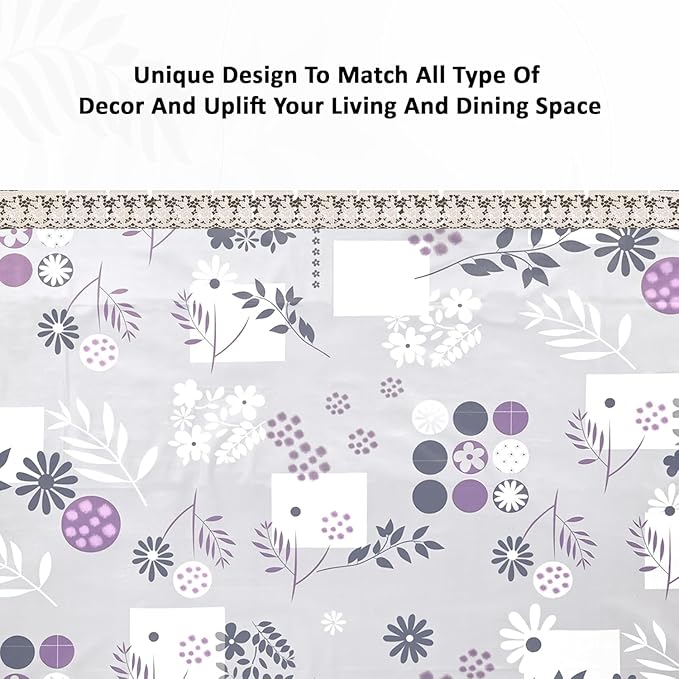 CRAFT CITY Non-Woven Flower Center Table Cover (40x60 Inches, Oval) | Durable & Water-Resistant Table Protector | Elegant Dining Table Cover for Home Decor (Grey)