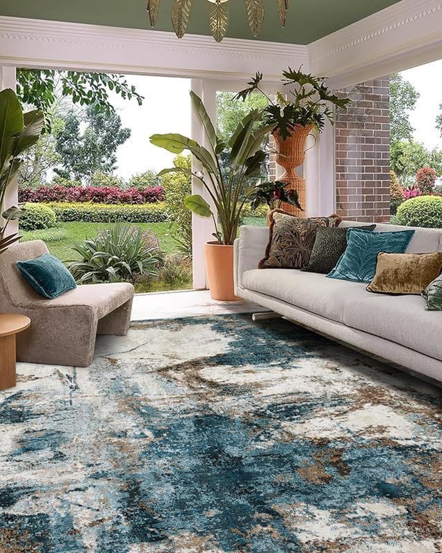 zia carpets Texture Modern Design Silk Carpet for Your Living Room & Home Size 5 X 7 Feet