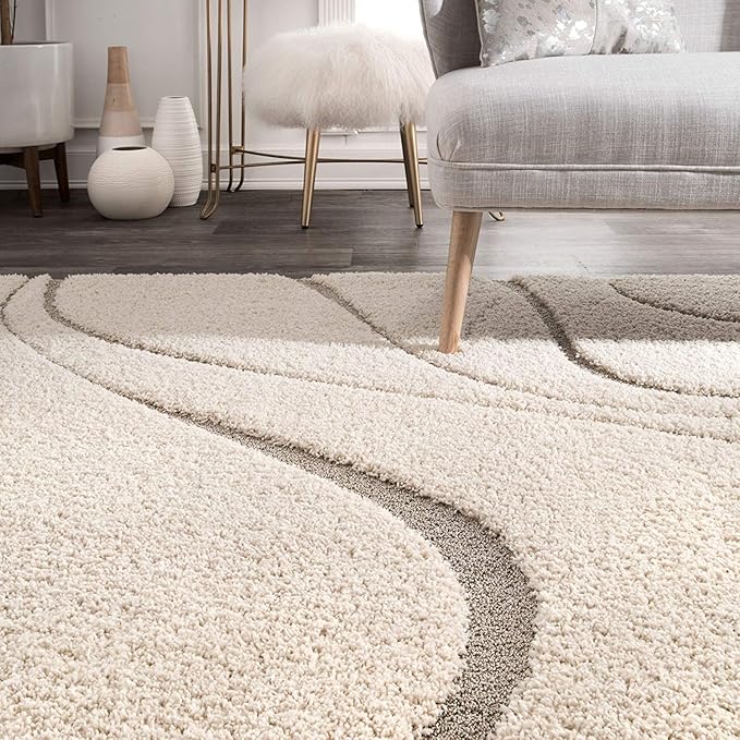 SWEET HOMES Super Ultra Soft Shaggy Handcrafted Anti-Skid Silk Touch Rectangular Carpet. Size 3X5 Feet, Colour, Ivory Beige