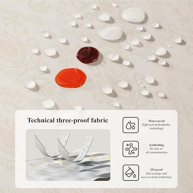 Yindella Elegant Printed Dining Table Cover with Traditional Floral Border Waterproof Oil Resistant Table Protector for Party Home Décor-Royal Stripe-180cm