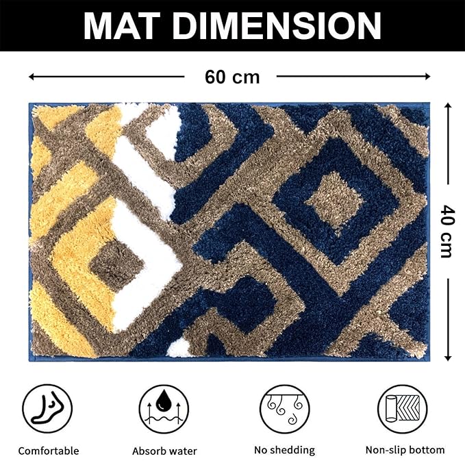 Luxe Home Super Soft Diamond Microfibre Bath Mat Anti Slip Anti Skid Quick Dry Water Absorbent Floor Door Mats for Bathroom Home Kitchen (Taupe, 40x60 cm, Pack of 1)
