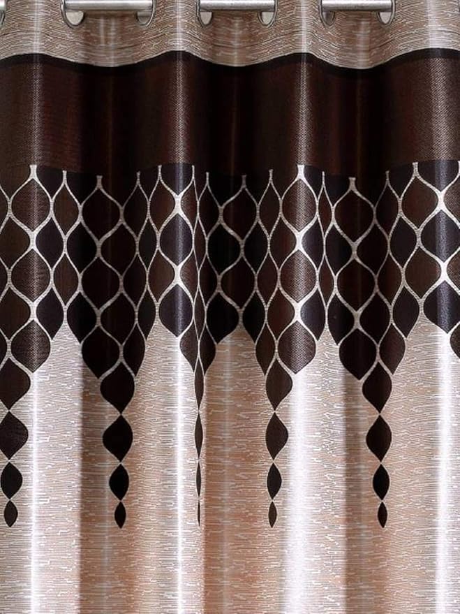 Galaxy Home Decor Modern Wave Panel Polyester Curtains for Door 7 Feet, Pack of 1, Brown (Brown, 7 Feet (1 Piece))