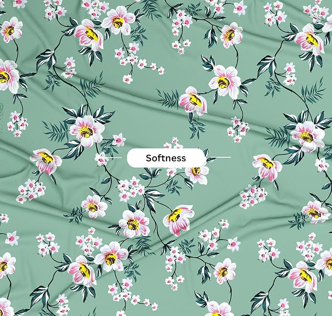 BSB HOME 100% Cotton Feel Double Bed Bedsheet Set | 144 TC Soft & Breathable | Mint Green White Flower Print with 2 Pillow Covers | Wrinkle Free | for Bedroom (90 x 90 Inches)