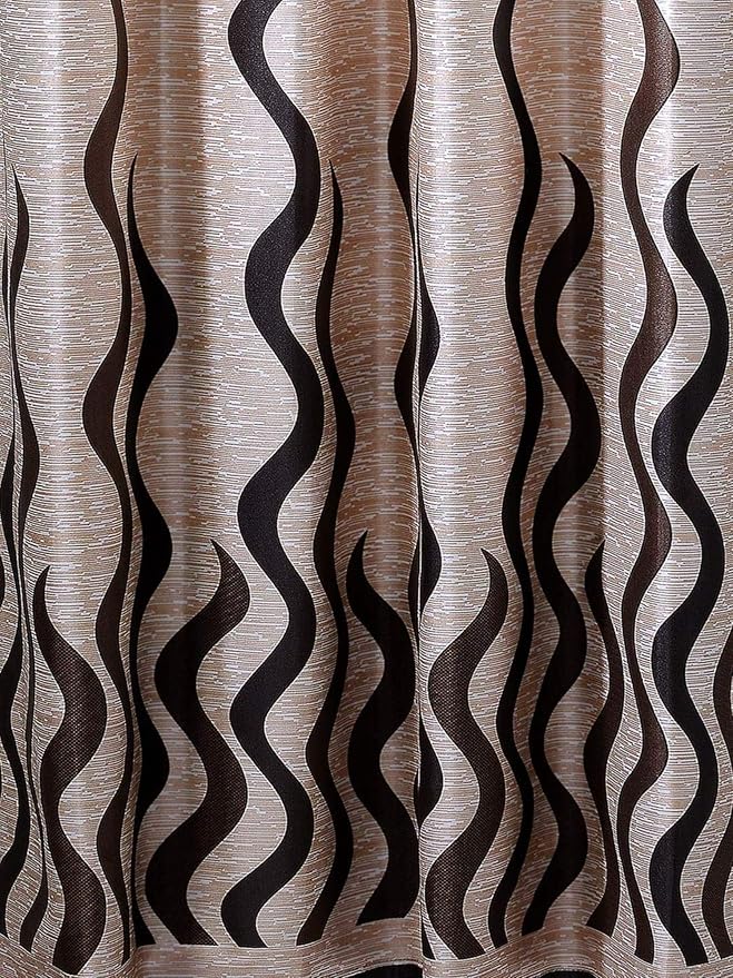 Galaxy Home Decor Modern Wave Panel Polyester Curtains for Door 7 Feet, Pack of 1, Brown (Brown, 7 Feet (1 Piece))