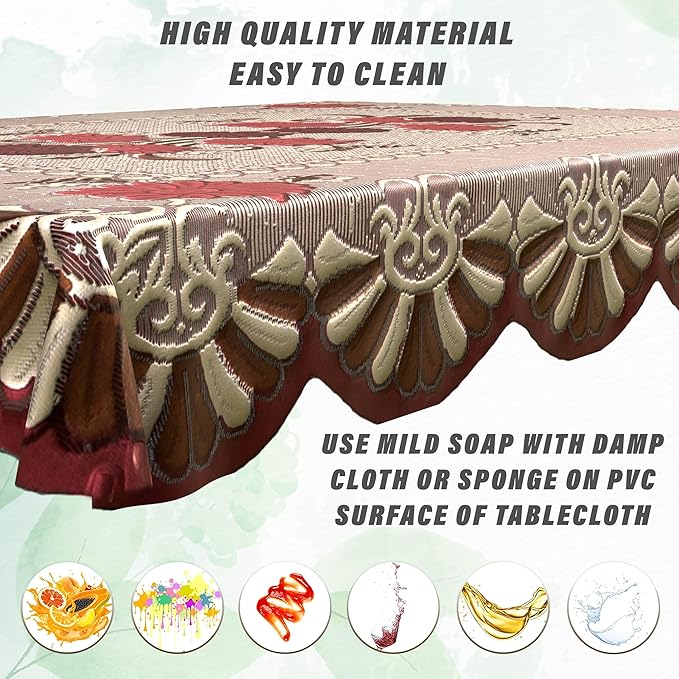 Kuber Industries Flower Printed Cotton 4 Seater Center Rectangular Table Cover,40"X60" (Pink & Brown)-44KM031