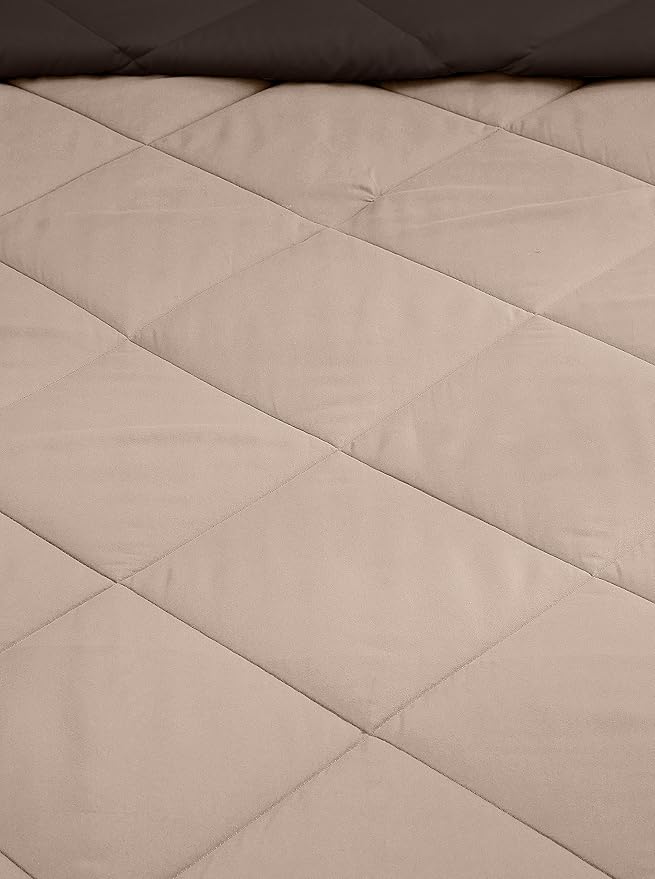 Amazon Brand - Solimo Microfibre Reversible Comforter, Double (Subtle Beige & Walnut Brown, 200 GSM), 50 TC